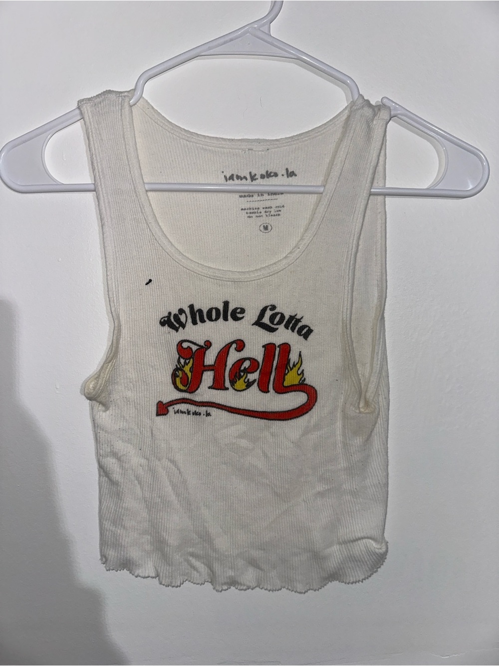 "Whole Lotta Hell" White Ribbed Tank Top